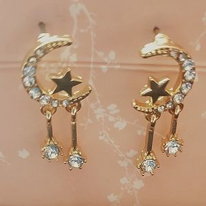 Gold Moon And Star Earrings